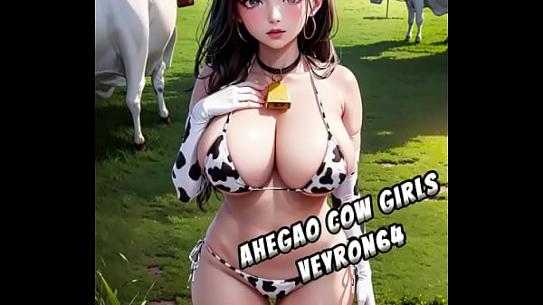 Sexy Ahegao Cow bikini cosplay at farm with ASMR sound Giant tits and big ass